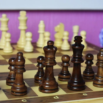 

Hot Top Quality Wooden Folding Magnetic Chess Set Solid Wood Chessboard Magnetic Pieces Entertainment Board Games Children Gifts