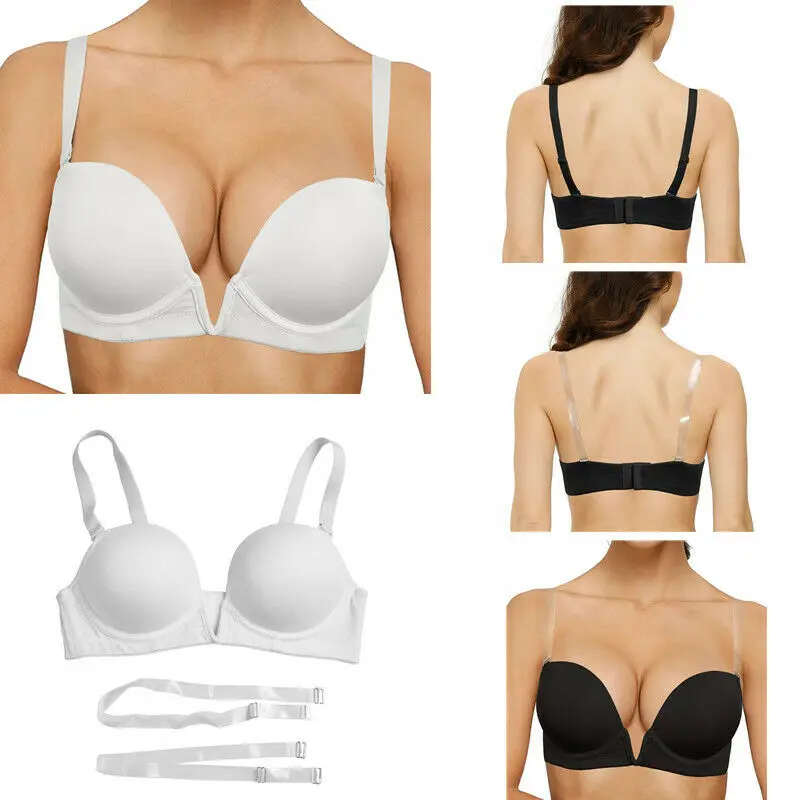 

New Push Up Bras Underwear Women Sexy Bra Invisible Wedding BH Thick Padded Underwire Silicone Straps