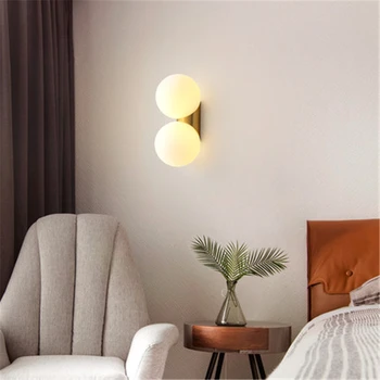 

Nordic Wall Lamp Modern Minimalist Bedroom Bedside Light Copper Living Room Balcony Wall Lamp Creative Aisle Lights