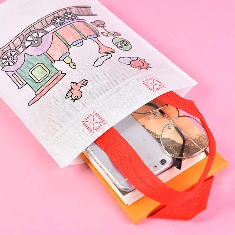 12 Pcs/Set Children's DIY Environmental Graffiti Bag Kids Kindergarten Handmade Coloring Painting Materials