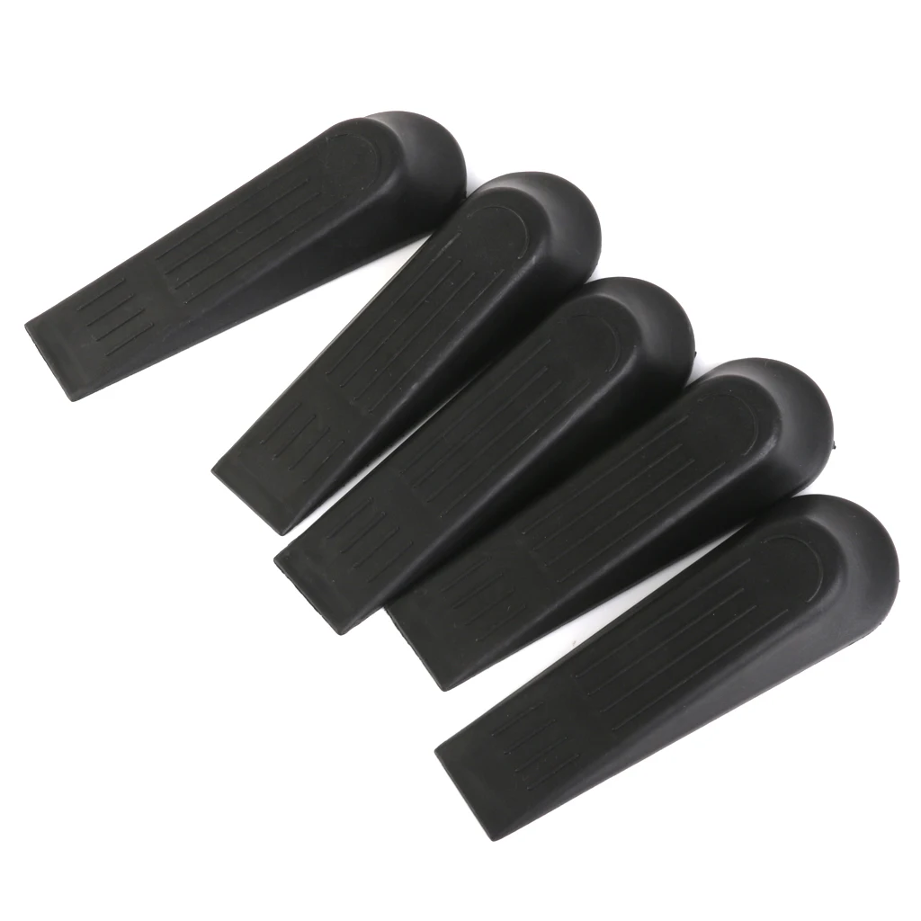 Plastic Door Stop Wedges Stoppers 2cm Set Of 5Pcs Black