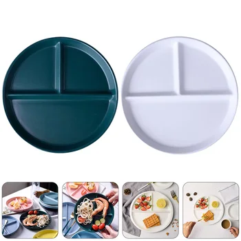 

1 Set 2 Ps Dining Plates Ceramic Dishes Divided Plates (Assorted Color)