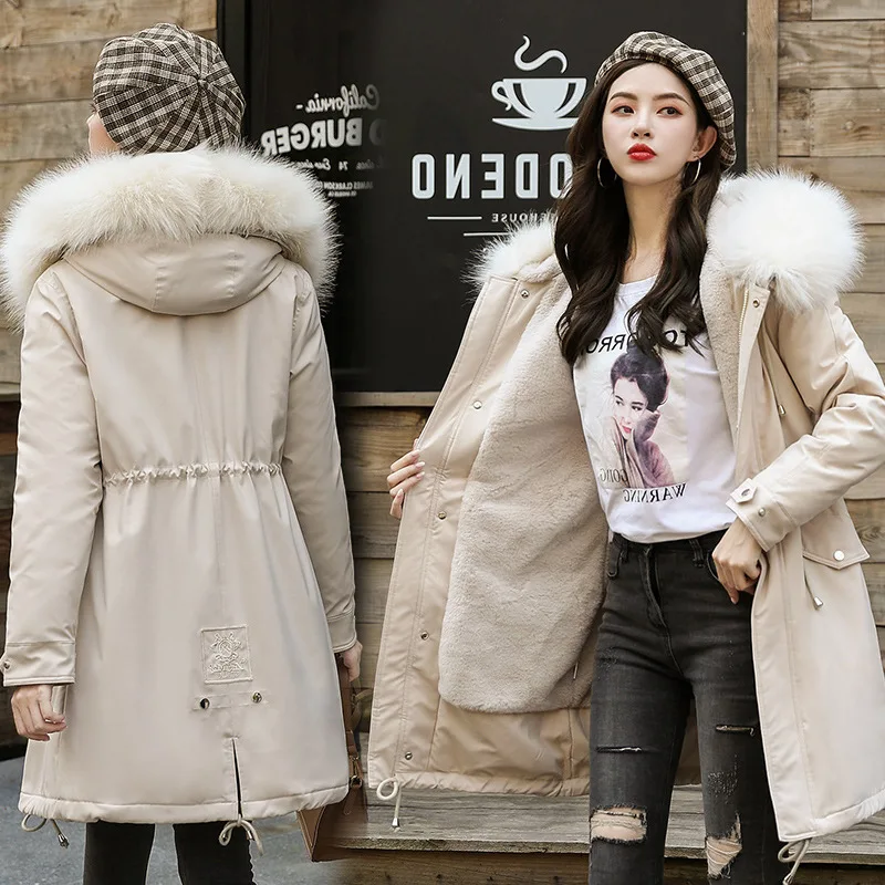 

Photo Shoot 2019 Autumn And Winter New Style Plush Cotton Coat Women's Korean-style Mid-length Loose-Fit BF Waist Hugging Slimmi