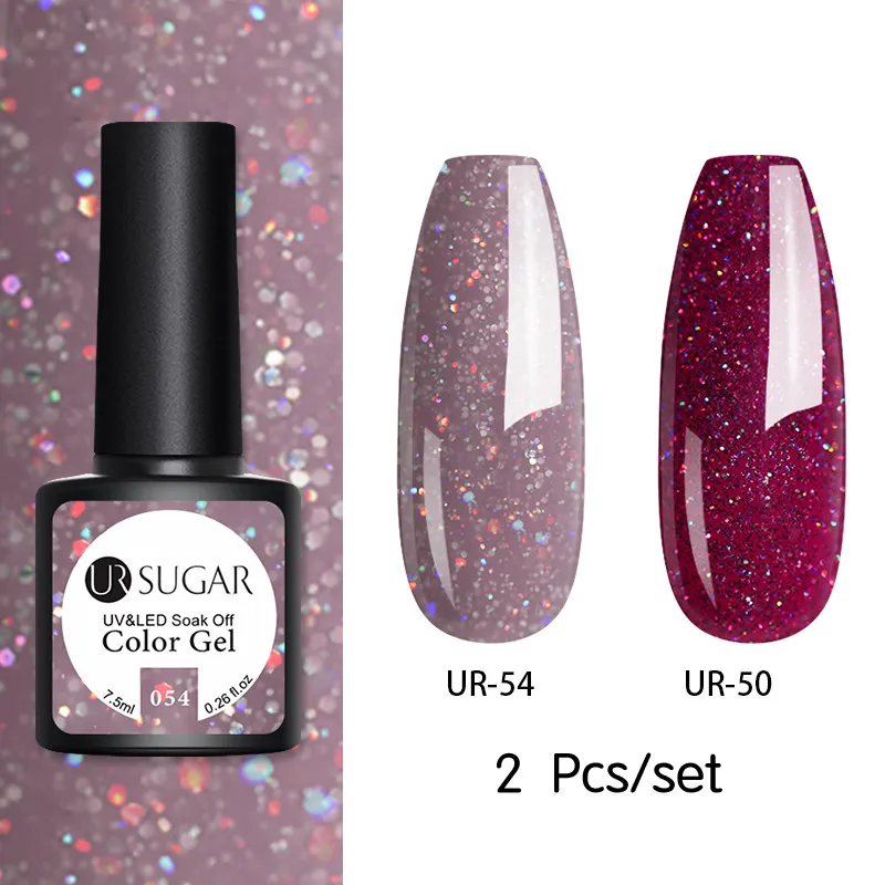 2pcs set30 Ur Sugar 2 шт. набор гель-лаков для ногтей цвет светодиодный Гель-лак для ногтей Полупостоянный лак для ногтей Блестящие Блестки Гелевые наборы - Цвет: 2pcs set30