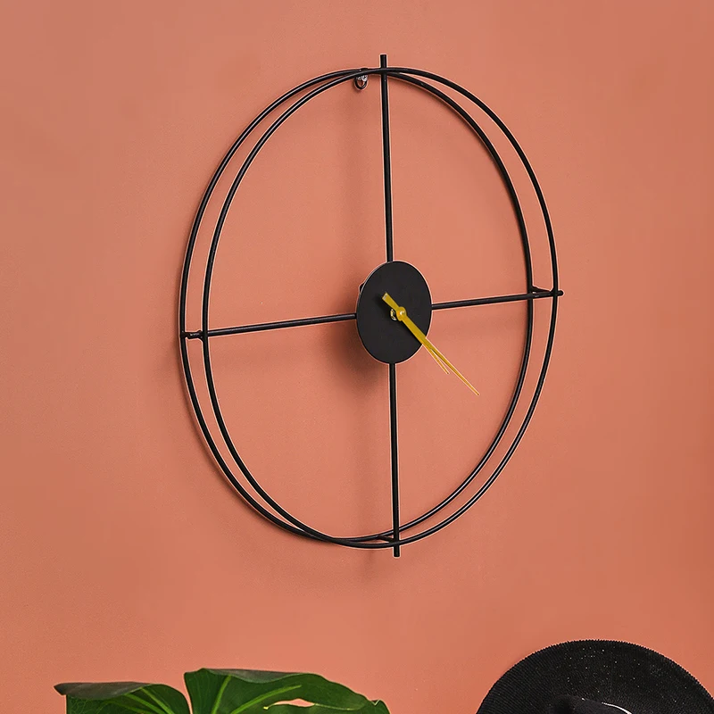 Wrought Iron Clock Wall Decoration Restaurant Background Hanging Decor Pendant Creative Simple Home Decoration Office Ornaments