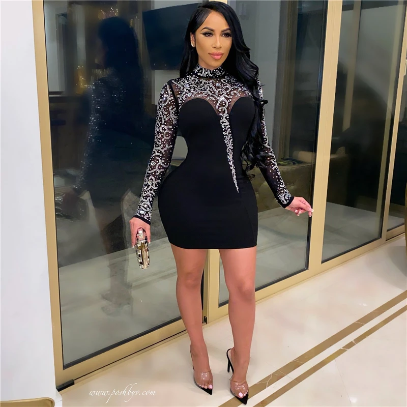 2021 Crystal Diamonds Sheer Mesh 