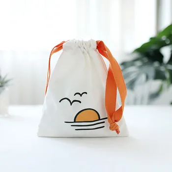 

Simple Funny Large Capacity Canvas Travel Storage Bag Patchwork Art Minimalist Drawstring pocket Ins Style Cosmetic Bag sumki
