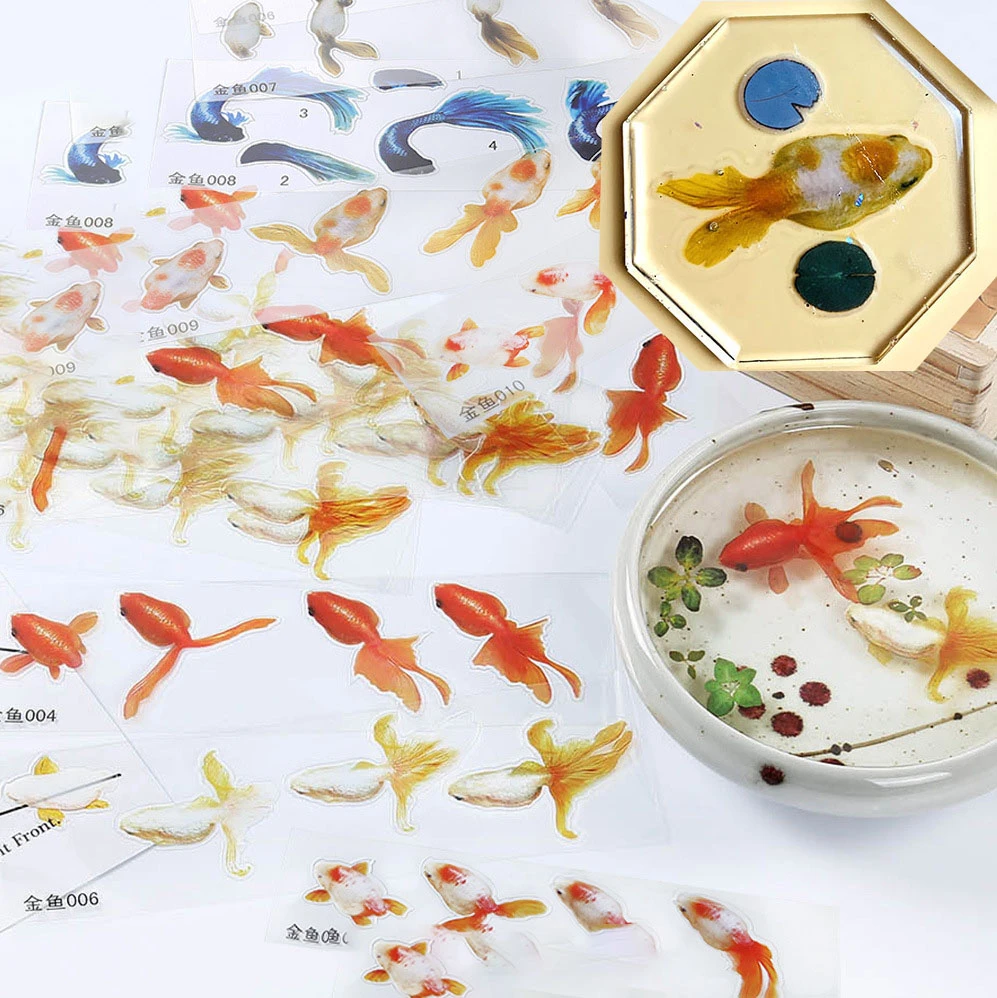金魚をモチーフにした粘着フィルム 10個 透明な青い魚のしっぽ 水草 樹脂 宝石用 Jewelry Tools Equipments Aliexpress