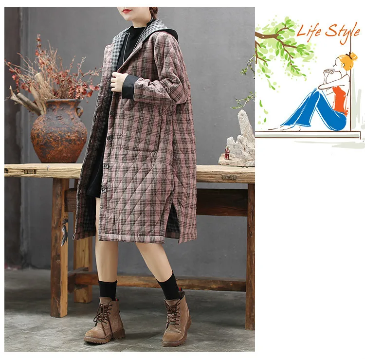 Max LuLu модные корейские женские панк уличная Женская клетчатая Длинная зимняя куртка негабаритная парка с капюшоном винтажные теплые стеганые пальто