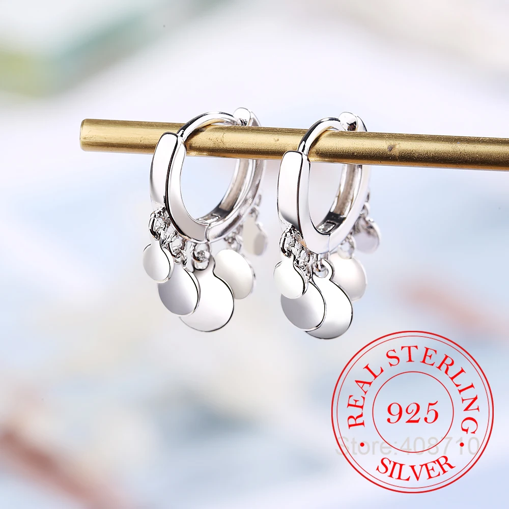 Серьги-кольца женские из серебра 925 пробы, с фианитами
