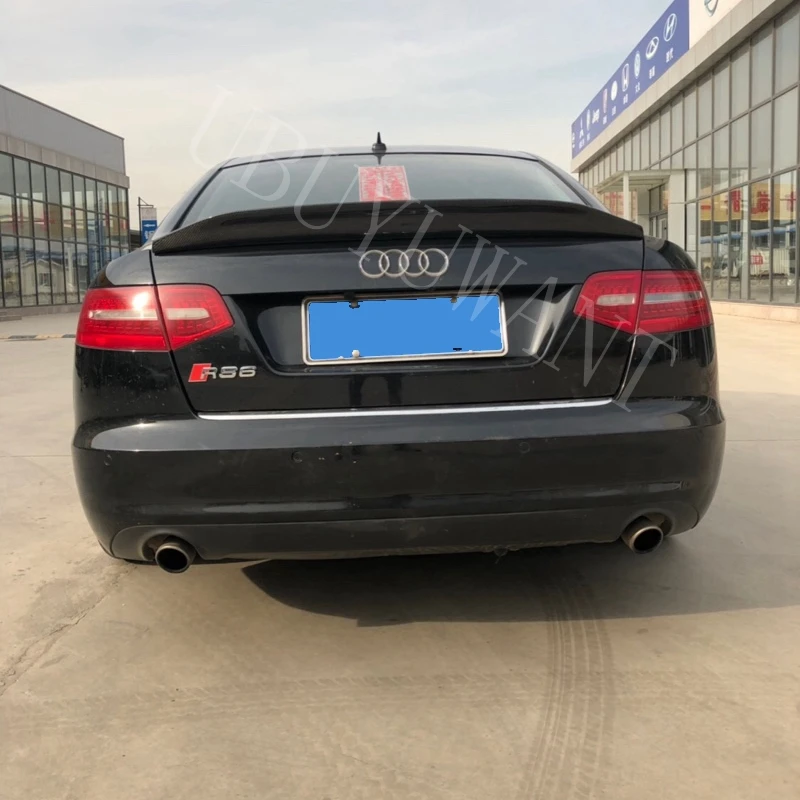 

For Audi A6 C6 2009 2010 2011 2012 Carbon Fiber Belgium Style Exterior Rear Trunk Spoiler Car Tail Boot Wing Decoration