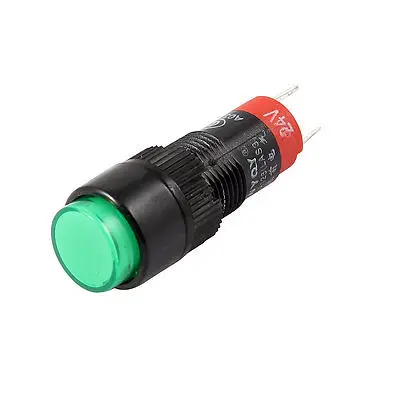 DC 24V SPST 2 Pin пайка мгновенный зеленый индикаторный пресс кнопочный переключатель
