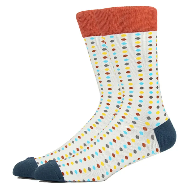 Fashion Man Socks Geometric Color Combed Cotton Autumn Winter Warm Breathble Couple Long Socks For Men Women Happy Wedding Gifts