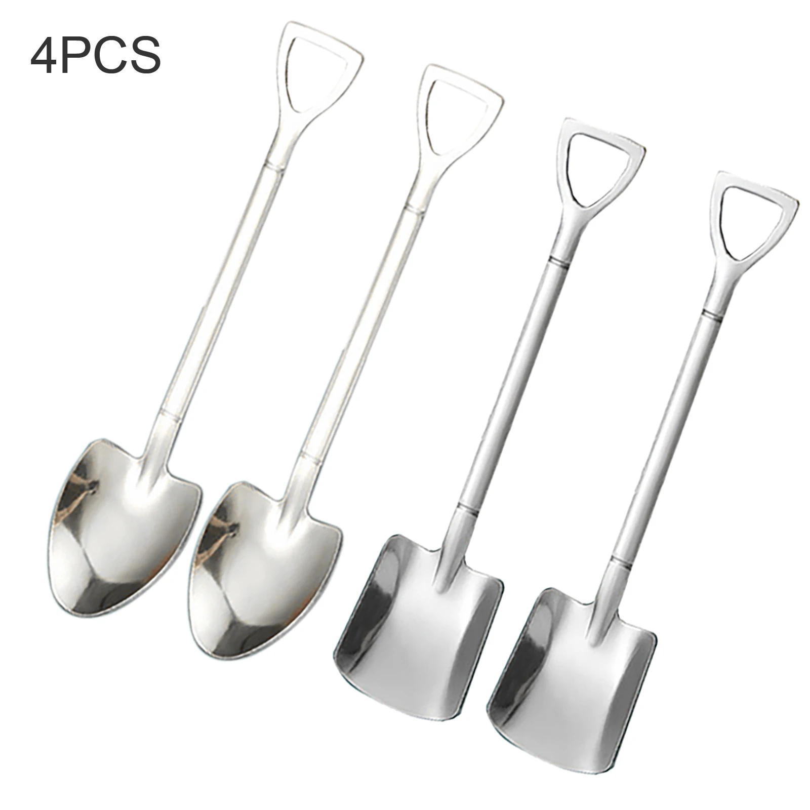 Coffee Spoon Cutlery Set Stainless Steel Retro Iron Shovel Ice Cream Spoon Scoop Tea-Spoon Tableware Coffee Scoop 4 Pcs stainless steel spoon tea spoon
