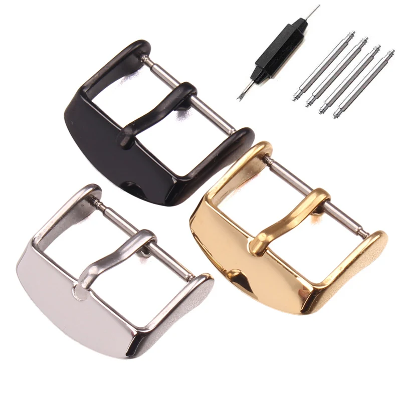 Пряжка HENGRC для часов полированный черный золотистый ремешок из нержавеющей