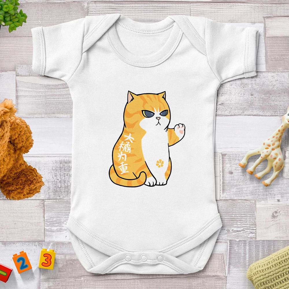 

Cute Orange Cat Print Baby Girl Romper Harajuku Casual Baby Boy Clothes Ropa Bebe Newborn Jumpsuits One-Pieces Trend Bodysuit