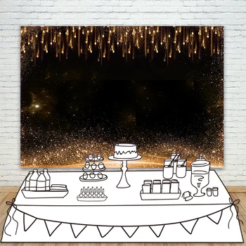 

Golden Glitter Sequins Black Dream Gold Powder Background Sweet 16 Birthday Party Photography Background for Parties Supplies