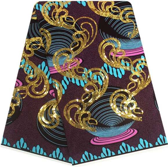 Африканская ткань для пэтчворк африканская восковая печать ткань tissus воск с золотыми блестками Анкара Ткань 6 ярдов хлопчатобумажная ткань LP-A1