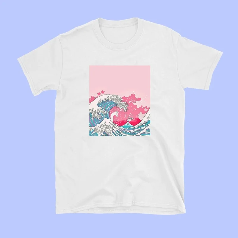 HAHAYULE-JBH Hokusai волнистая кошка забавная футболка женская летняя Милая футболка с графическим принтом Футболка с изображением кота Lover's Meme