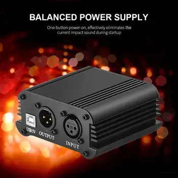 

USB Channel 48V Phantom Power Supply USB Power Adapter XLR Audio Cable for Micro Condenser Microphone Recording Equipment