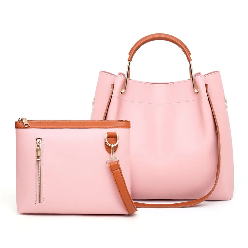 

New Style Contrast Color WOMEN'S Bag WOMEN'S Handbag Crossbody Bag Different Size Bags Two-Piece Casual Big Bag