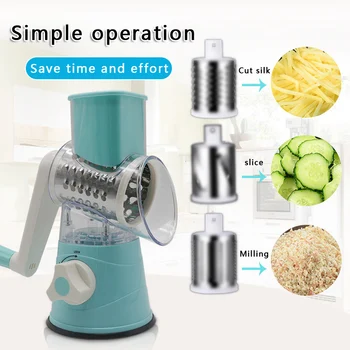 

3 In 1 Manual Rotary Vegetables Grater Handheld Shredder Slicer Rotary Grinder Fruit & Vegetable Tools Kitchen Supplies