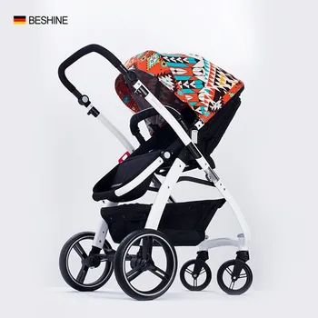 

Multifunctional 2 in 1 Bohemian Pattern High Landscape Shock-absorbing Foldable Best Baby Stroller Magnalium Smart Frame Design