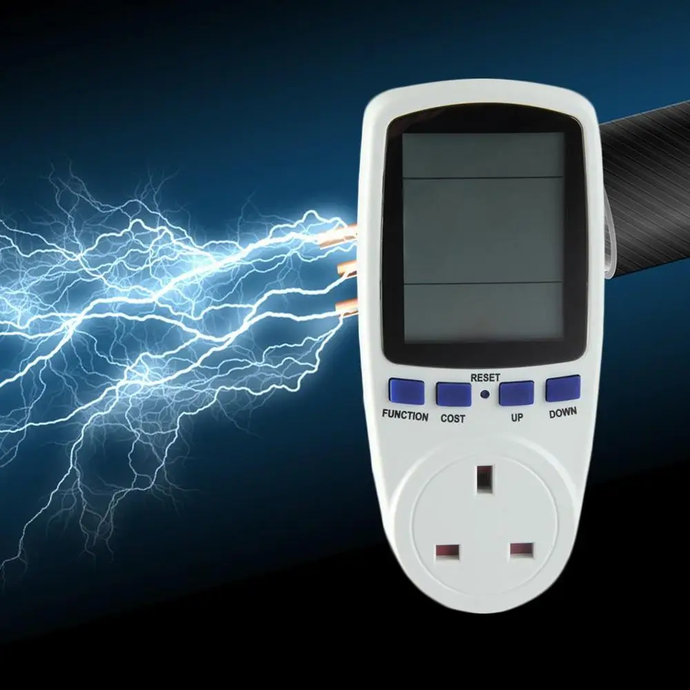 

230V 50Hz UK Plug Socket LCD Digital Display Watt Current Voltage Electricity Monitor Analyzer Power Meter Energy Meter Socket