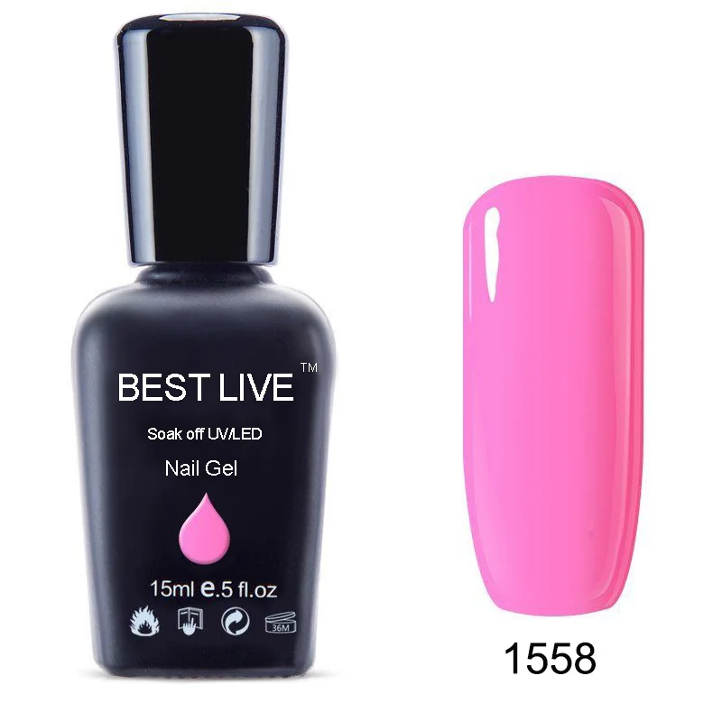 BEST LIVE 15 мл красивый Очаровательный Цвет УФ-гель для ногтей замачиваемый УФ-гель для ногтей УФ и светодиодный гель для ногтей сухие ногти - Цвет: 1558