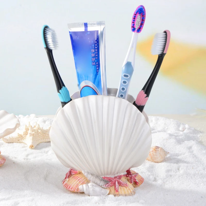 

Toothpaste Rack Resin Toothbrush Holder Innovative Shell Shaped Pen Holder Case J99Store