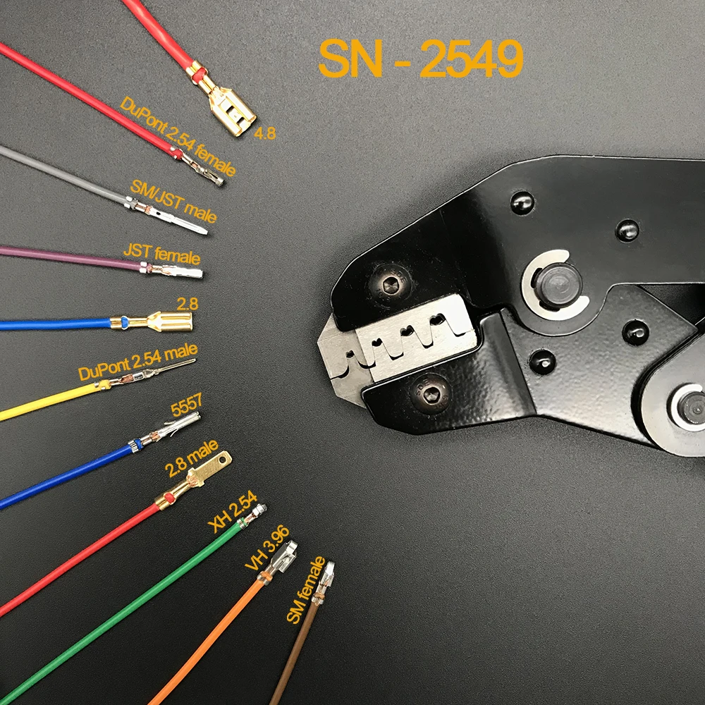 

Wire-electrode cutting crimper crimping tool for Dupont 2.54/XH2.54/2.8/3.96/4.8/2510/5557 terminal 0.08-1.0mm2 AWG28-18 pliers