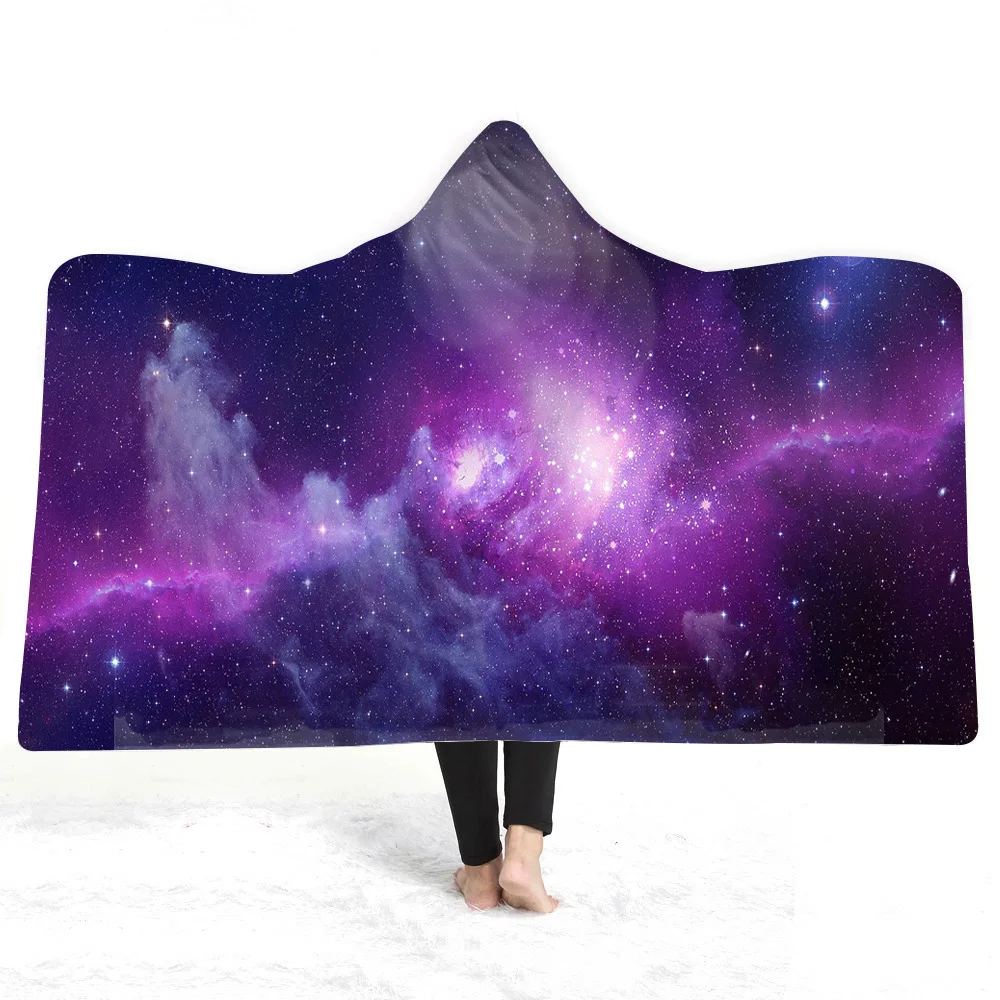 Cosmic Galaxy одеяло с капюшоном утолщение 3d Печатный узор пледы одеяло диван/кровать/Самолет путешествия постельные принадлежности дропшиппинг