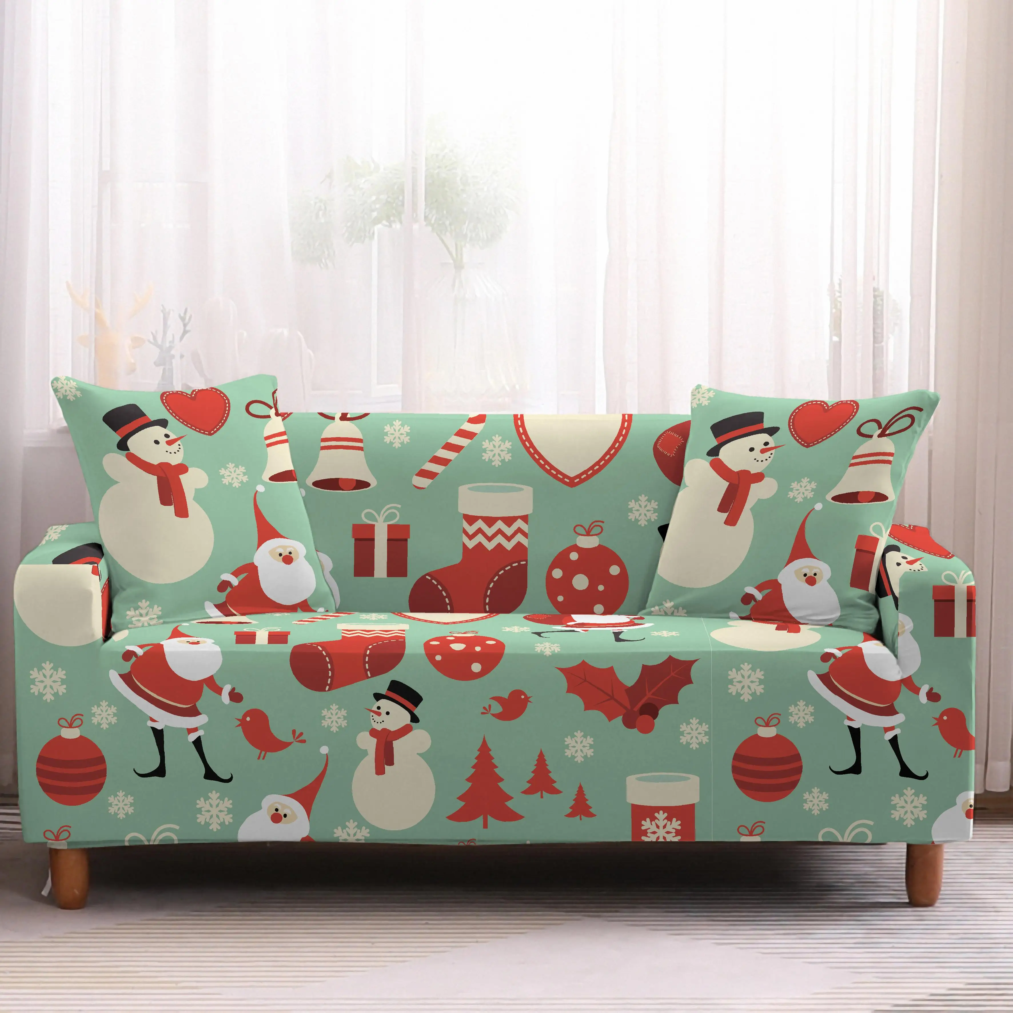Christmas Decoration Stretch Sofa Covers Elastic Slipcovers All-inclusive Polyester Sofa Cushion Sofa Towel for living room