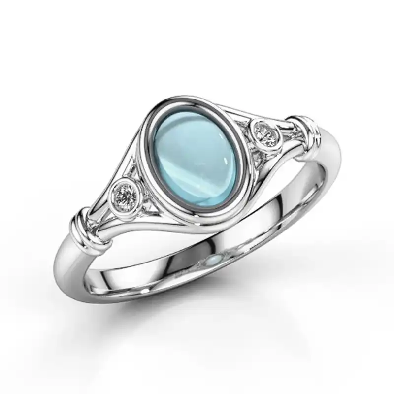 Ladies Ring Sky Blue Turquoise Luxury Female Ring Simple Turquoise Jewelry Accessories Girlfriend Ring Party Gifts Couple Gifts Rings Aliexpress