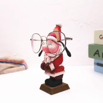 

Santa Clause Glasses Holder Cock Animal Wood Ornament Cute Figurines Gift Home Decoration Accessories Favourite