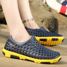 AliExpress летняя новая стильная пористая обувь модные мужские сандалии с вырезами сандалии большого размера