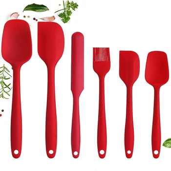 

Geebake 6 Piece Silicone Pastry Spatula Set Non-Stick Rubber Spatula Set Heat-Resistant Spatula Kitchen Utensils Set for Baking