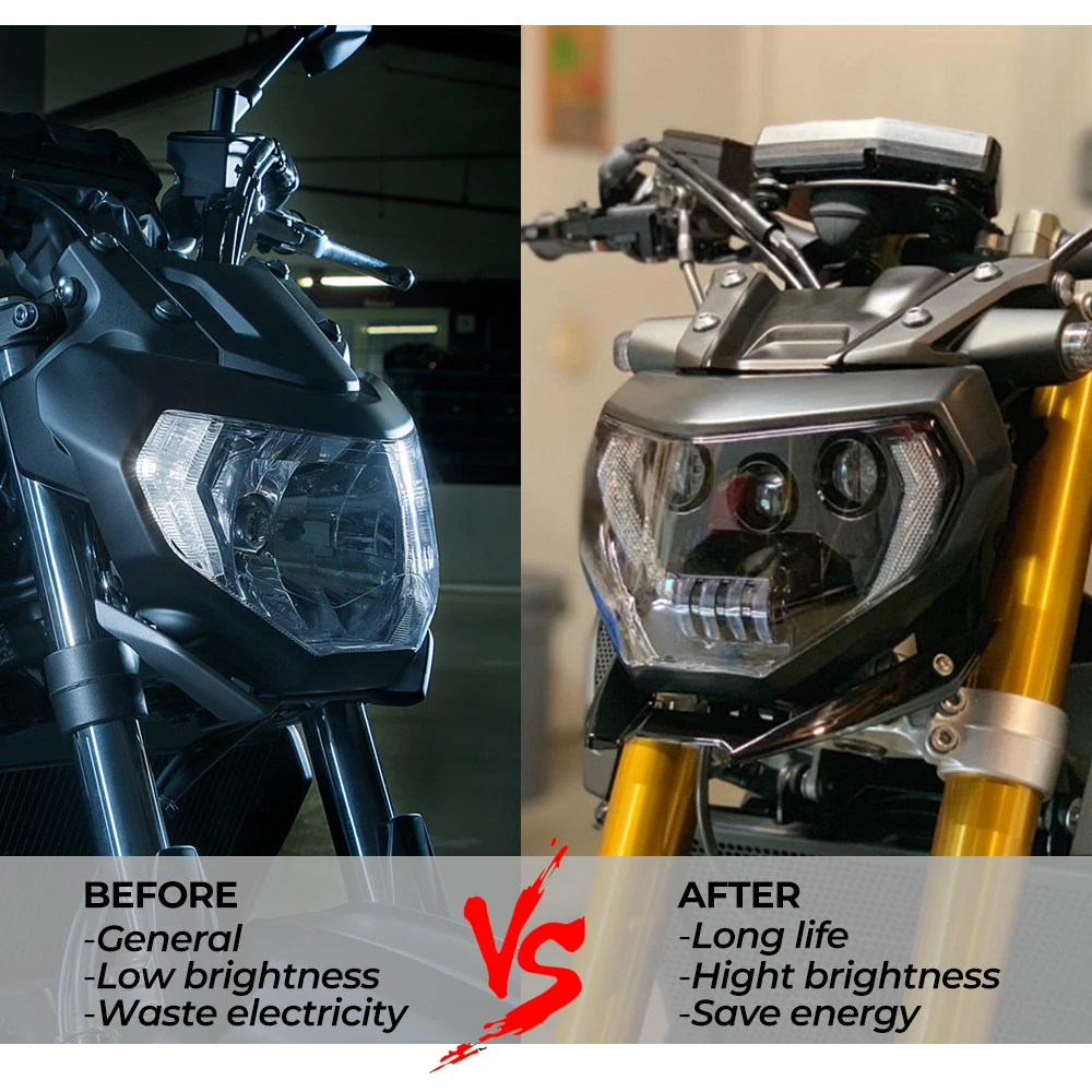 Для YAMAHA MT07 MT09 FZ09 светодиодный фар Лампа фара мотоцикла DRL 110W