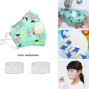 

Mouth Masks Cartoon Printing Dustproof Breathable PM2.5 Kids Cotton Mouth Face Nose Mask Cover With Filter Respirator Anti-Dust