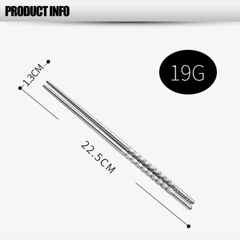 Anti-skid Spiral Pattern Chopsticks Chinese Style Stainless Steel Chopsticks Set for Sushi Chinese Food