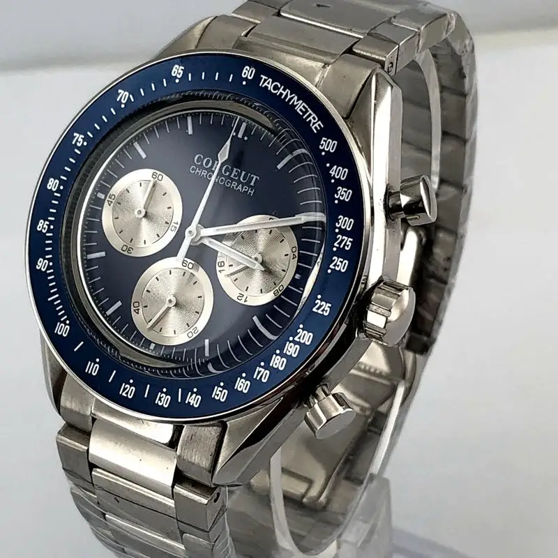 A style 2019New Luxury fashion Quartz Men's Watch blue dial blue bezel Chronograph Function 40mm Polished Case 2943 - Цвет: A style
