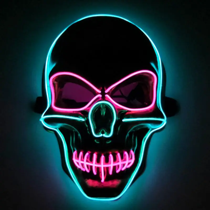 EL Cold Skull Маска на Хэллоуин СВЕТОДИОДНАЯ светящаяся маска для уличного танца маска для призраков бар вечерние представления ужас Ночной свет маска