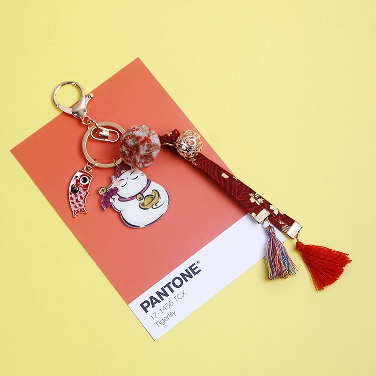 Tranditioal кимоно Maneki Neko Lucky Cat Fat Fortune Cat Брелок меховой шарик брелок для автомобиля сумка Подвеска для женщин D366