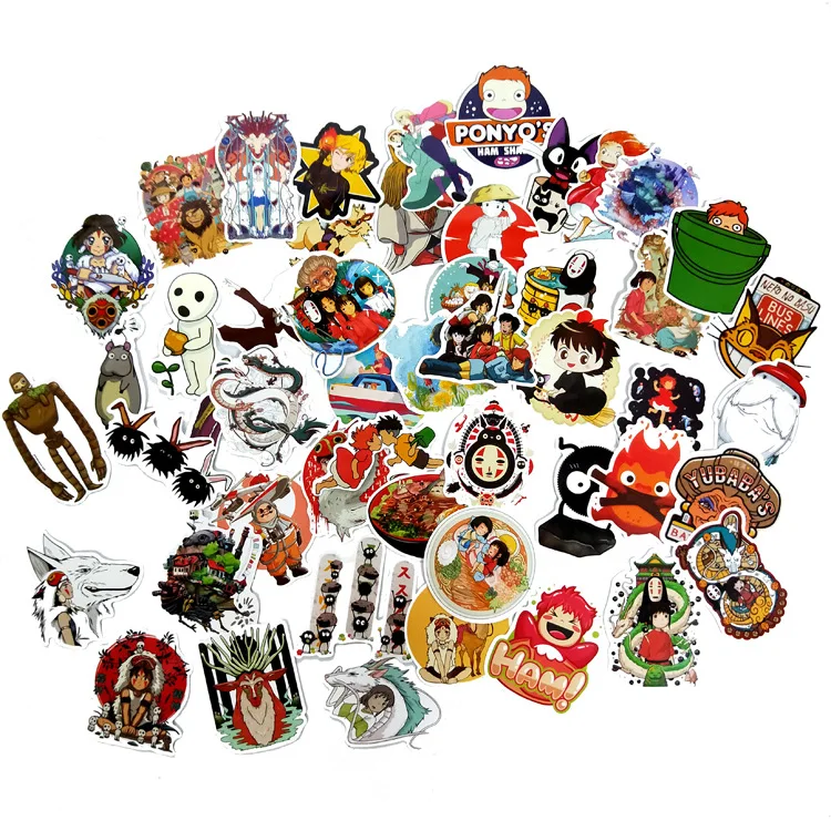 50pcs Mononoke Hime Scrapbooking Stickers Decal For for Guitar Laptop Luggage Car Fridge Graffiti Sticker