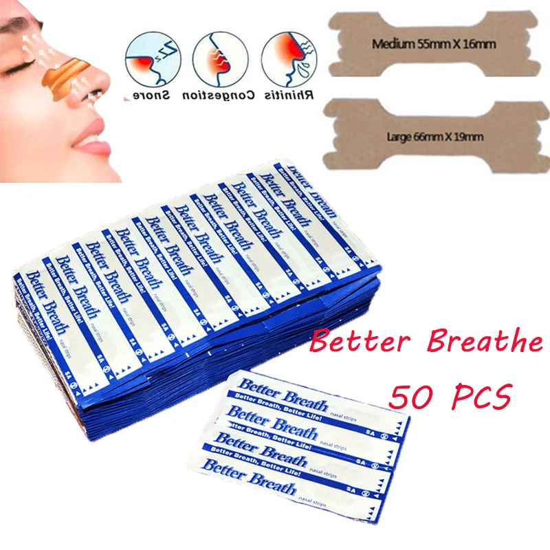 Nasal-Strips Stop-Snoring Better Health-Care Breathe Right-Way 50pcs Easier