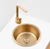 Sink Nikcel Gold Stainless Steel kitchen Sink bar counter mini small Round sink 304 embedded single tank under counter STG304 5