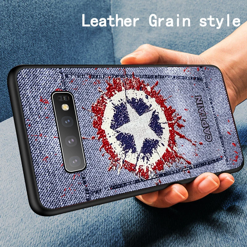 

Luxury Marvel Denim Leather Phone Case For Samsung Galaxy Note 10 9 8 S10 E 5G S9 S8 Plus Ultra-thin Skin Silicone Cover Coque