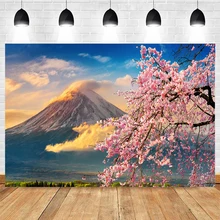 

Mocsicka Natural Scenery Photography Background Sakura Under Mount Fuji Decoration Net Red Photo Punch Backdrop Banner