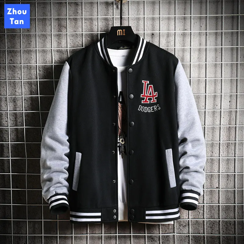2020 New Arrival Hot Single Breasted Patchwork Casual Baseball Uniform Coat Male Jaqueta Masculino Bomber Jackets Men Rib Sleeve 2020 New Arrival Hot Single Breasted Patchwork Casual Baseball Uniform Coat Male Jaqueta Masculino Bomber Jackets Men Rib Sleeve
