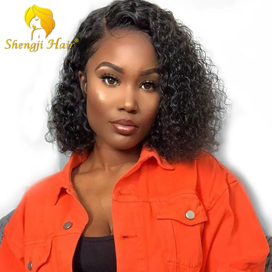 

Full Lace Human Hair Wigs Pre Plucked With Baby Hair Curly 13x6 Lace Short Bob Wigs For Black Women SHENGJI Brazilian Remy Hair
